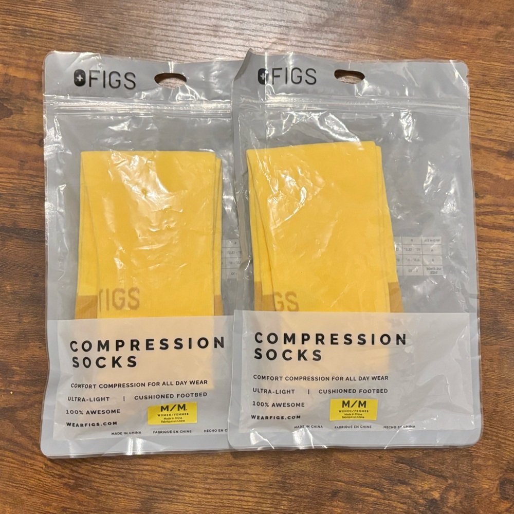 FIGS Yellow Compression Socks 2 Sets NWT